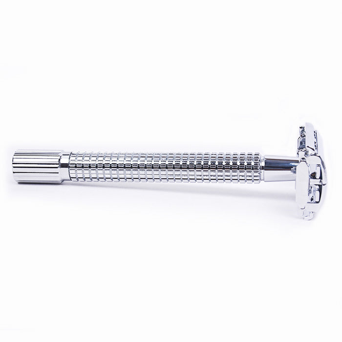 side view of safety razor white background