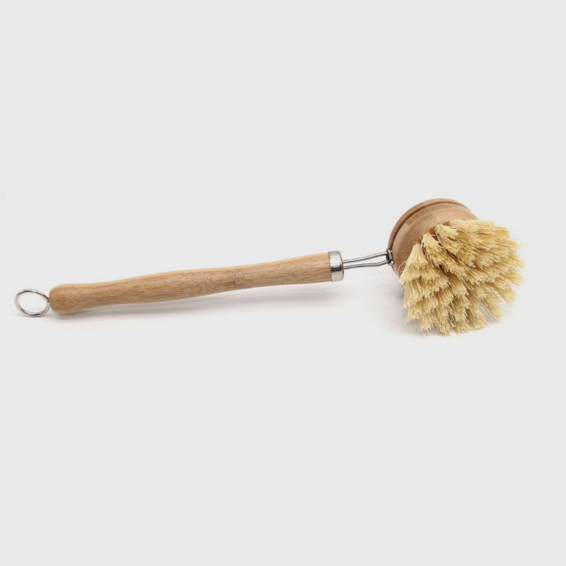 wooden bamboo dish brush with natural bristles