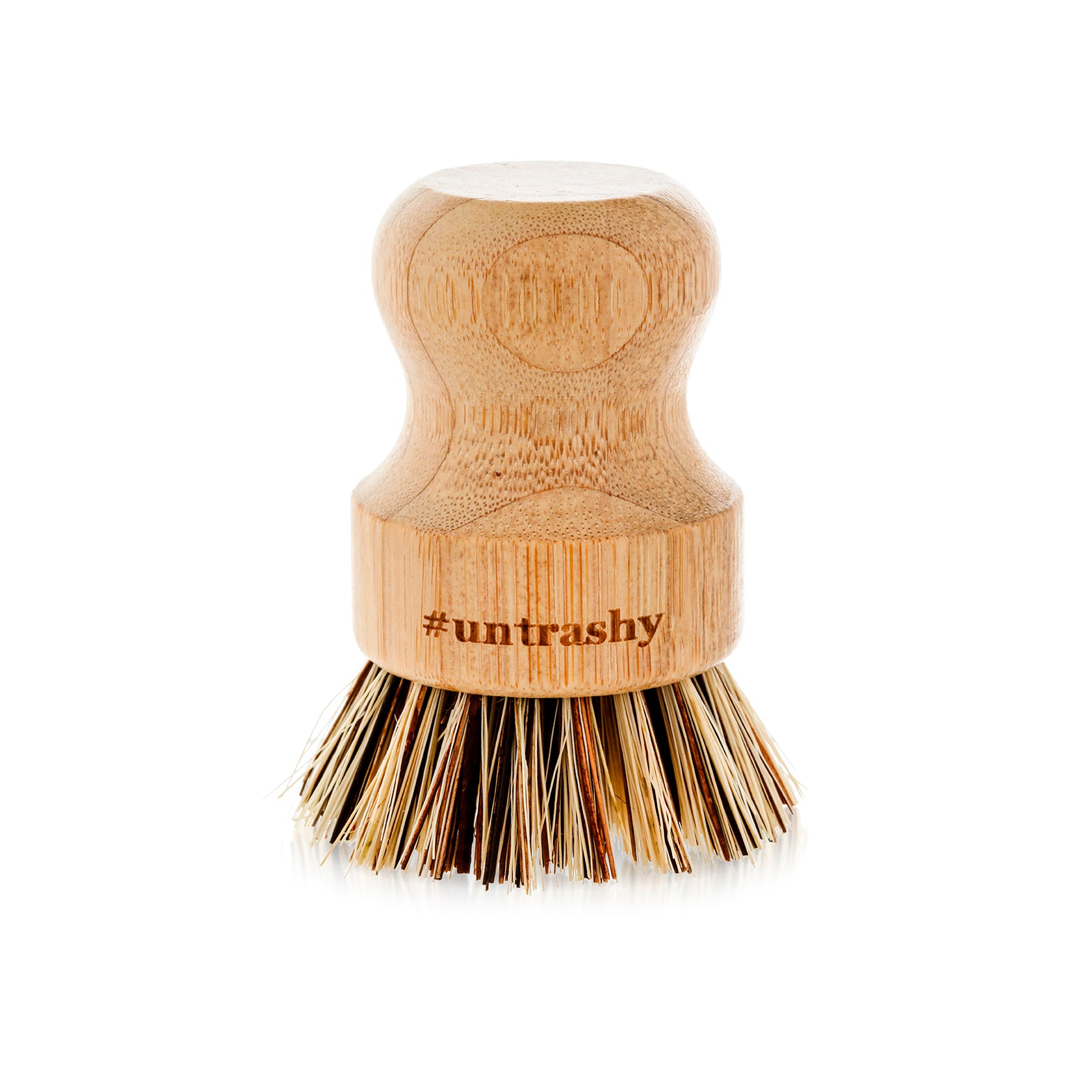 untrashy bamboo and sisal cleaning brush on white background
